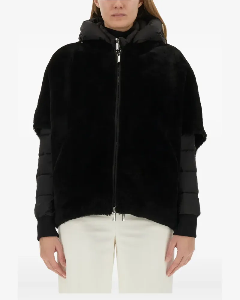 MOORER SP-PEGASO-KS3 Shearling-Kapuzenjacke - Schwarz Schwarz