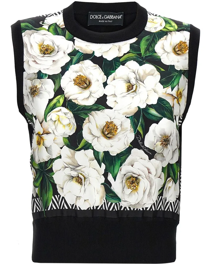Dolce & Gabbana Weste mit Blumen-Print - Schwarz Schwarz