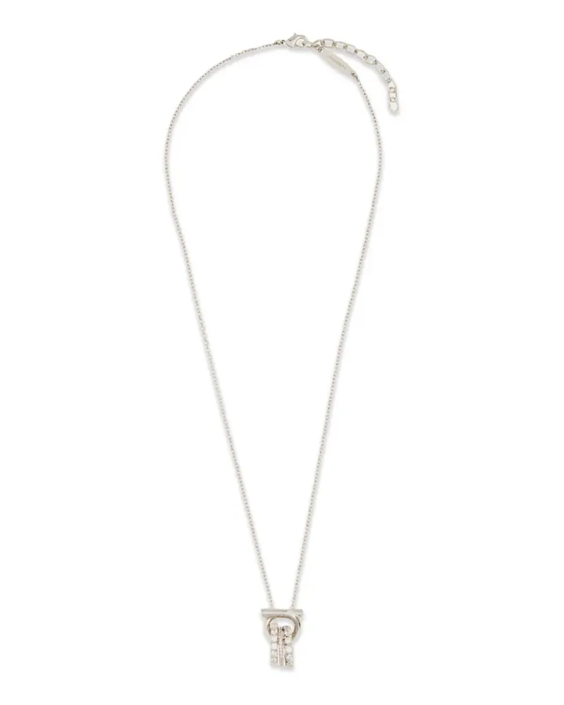 Ferragamo Halskette mit Gancini Anhänger und Kristallringen - Silber Silber