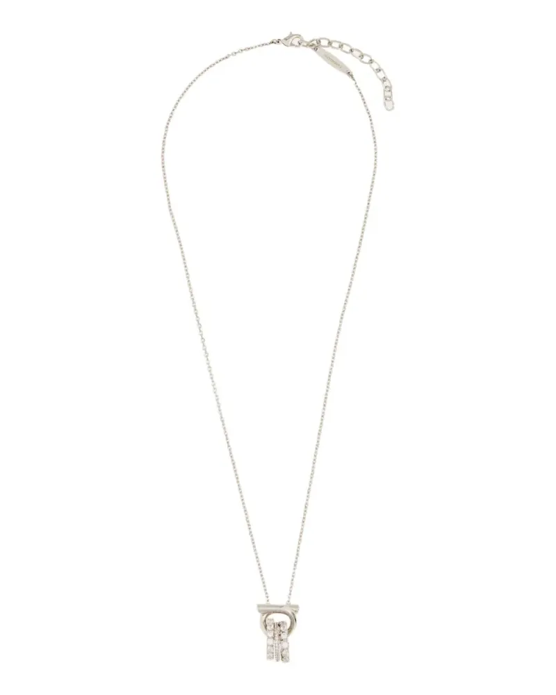 Ferragamo Gancini pendant necklace with crystal rings - Silber Silber