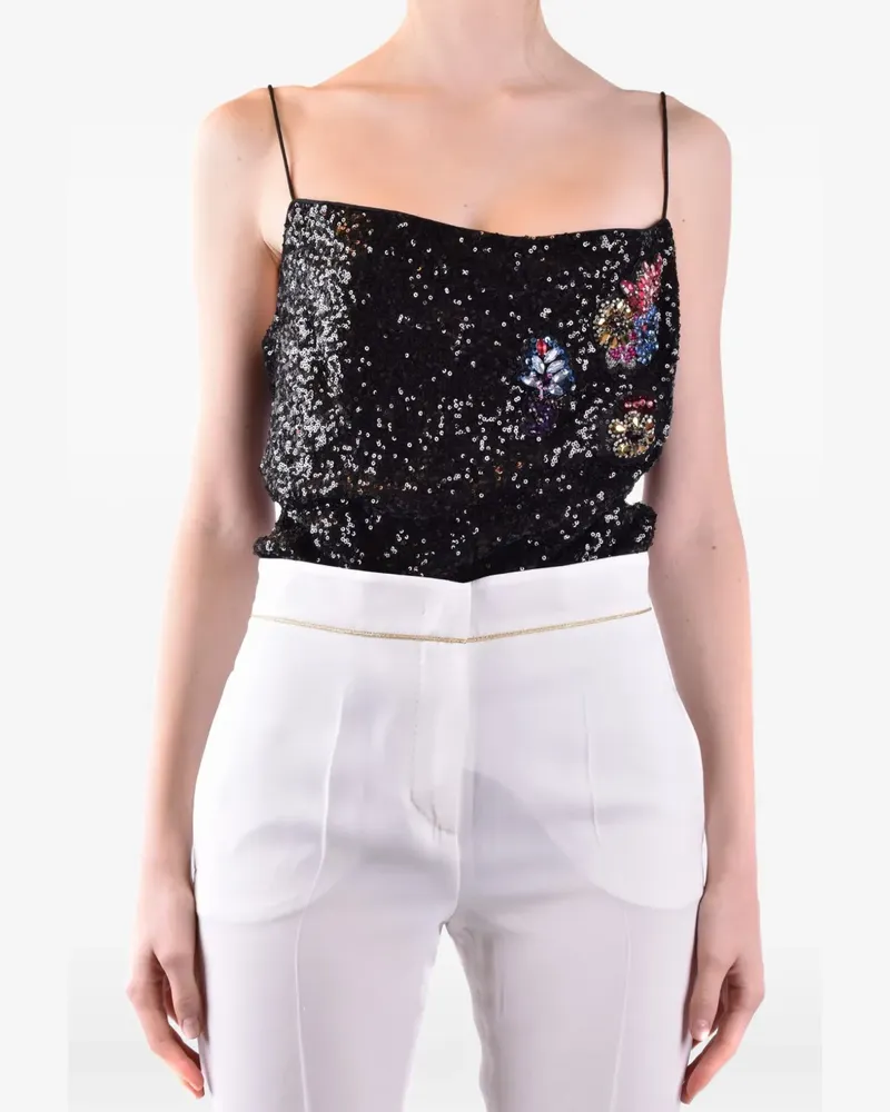 Pinko Camisole-Top mit Pailletten - Schwarz Schwarz