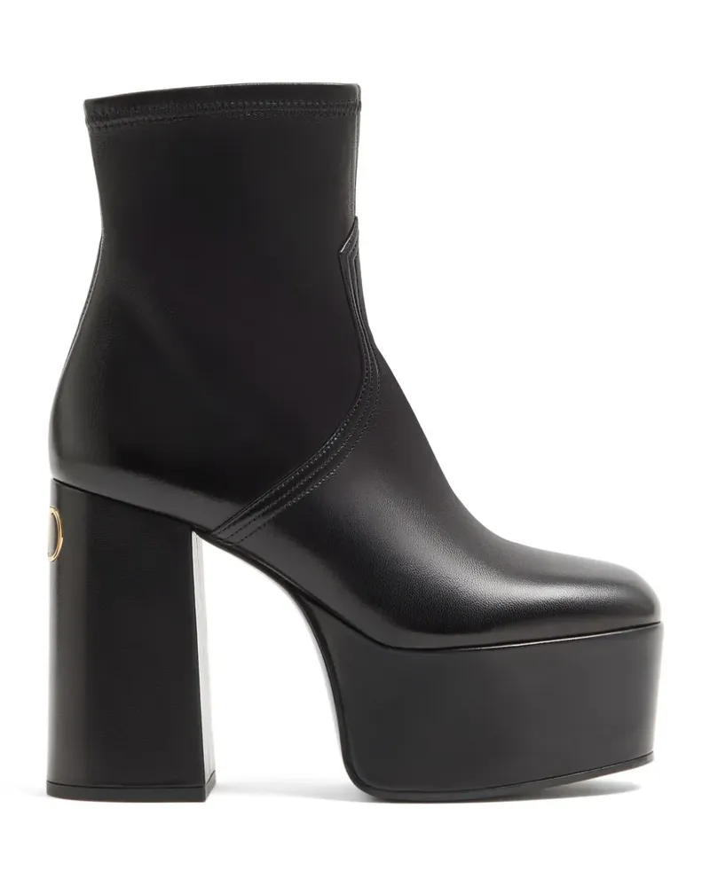 Valentino Garavani Fawcette platform ankle boot in stretch nappa - Schwarz Schwarz