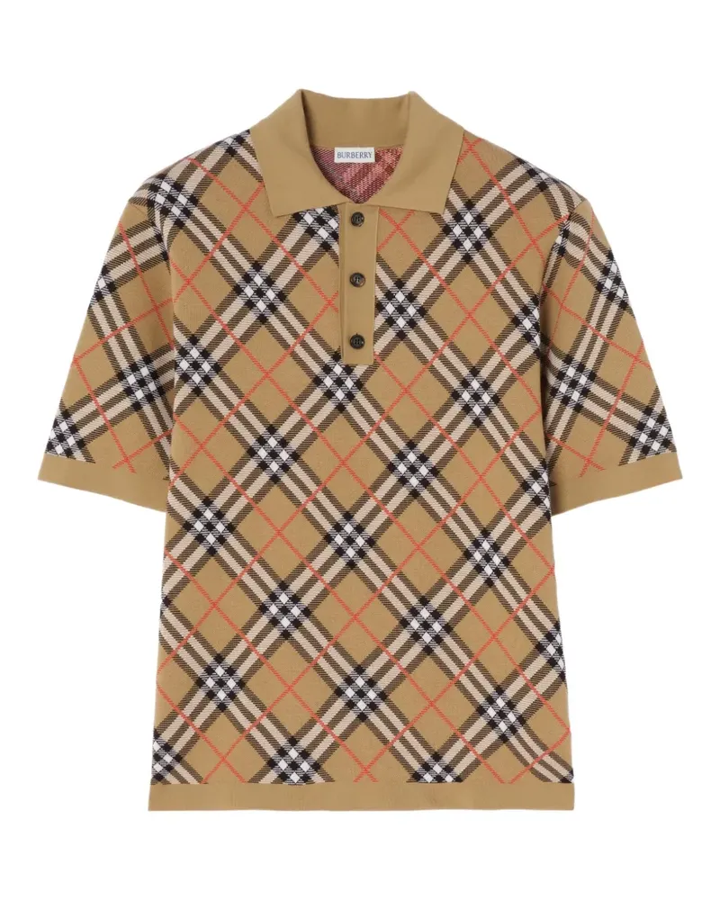 Burberry Check cotton-blend polo shirt - Nude Nude