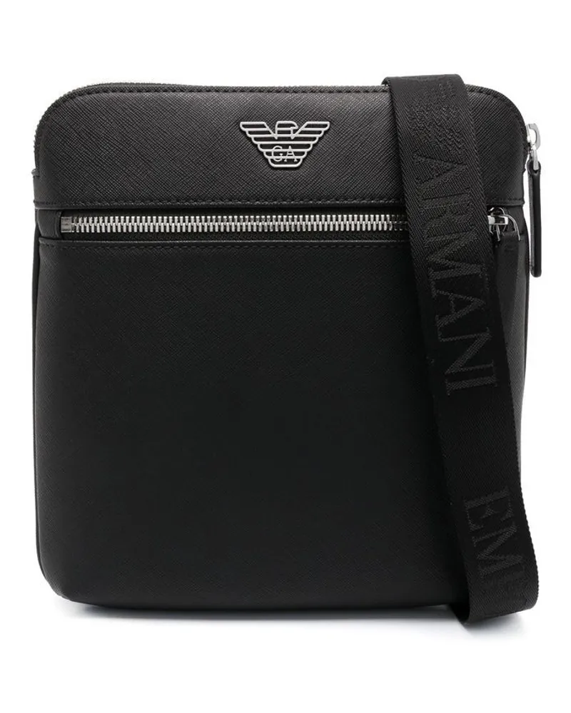 Emporio Armani Kleine Kuriertasche aus Faux-Leder - Schwarz Schwarz