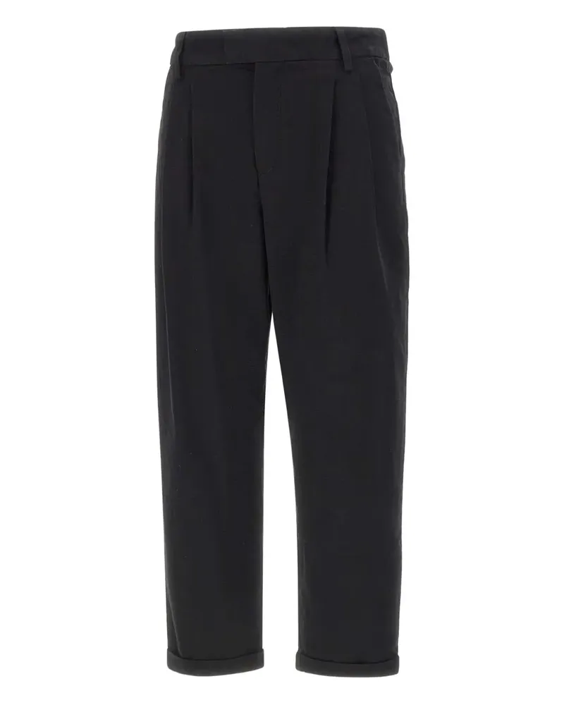 Sun68 Cropped-Hose mit Bundfalten - Schwarz Schwarz