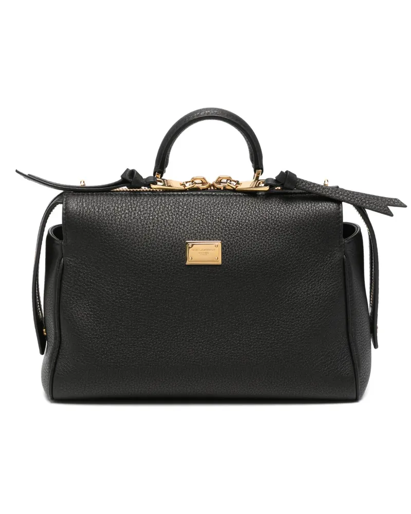 Dolce & Gabbana Tote Bag mit Logo-Schild - Schwarz Schwarz