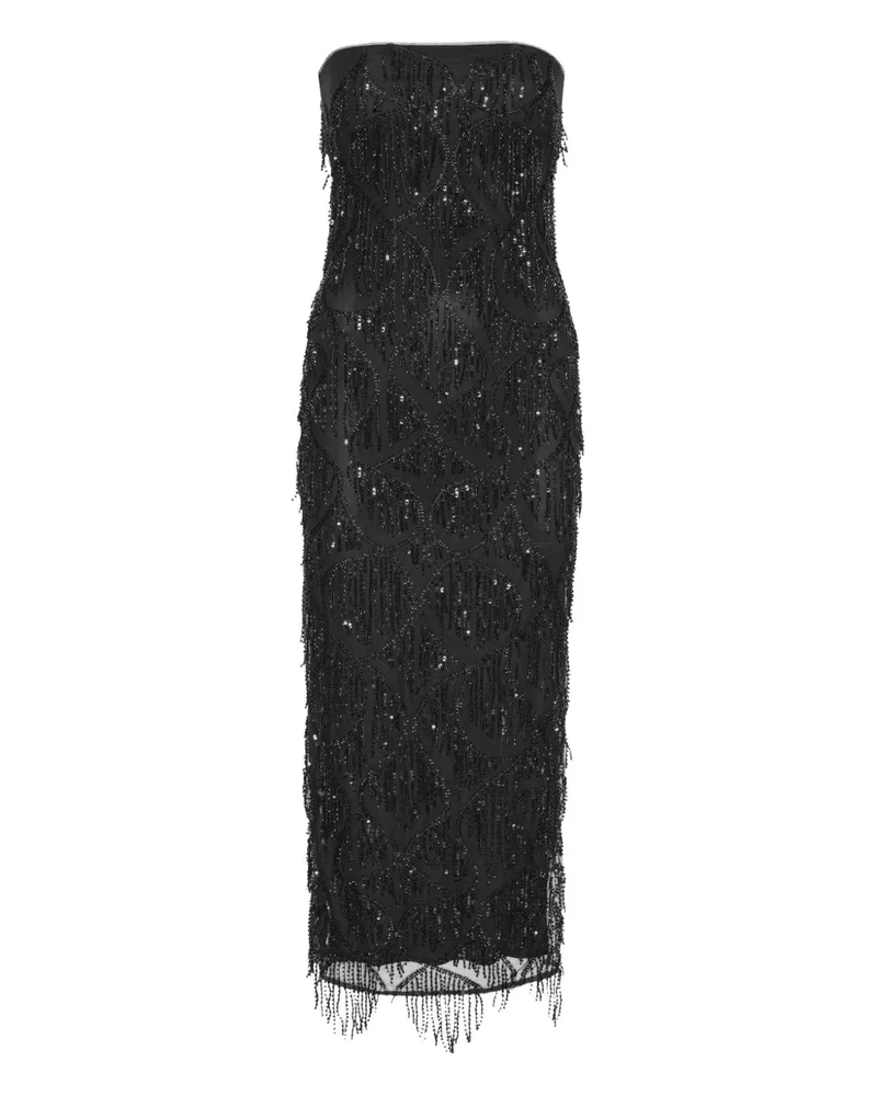 ROTATE Birger Christensen Midikleid mit Pailletten - Schwarz Schwarz