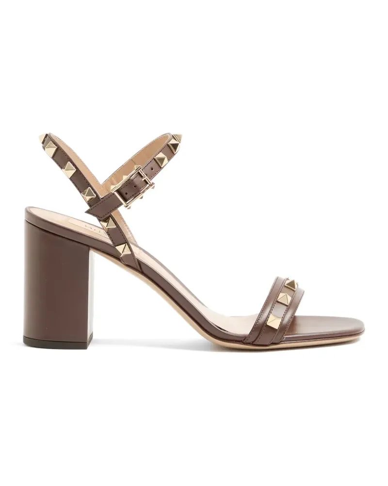 Valentino Garavani Rockstud Sandalen aus körnigem Kalbsleder mit Riemen 80mm - Braun Braun