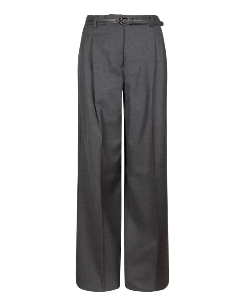 Max Mara Plissierte Hose mit Gürtel - Grau Grau