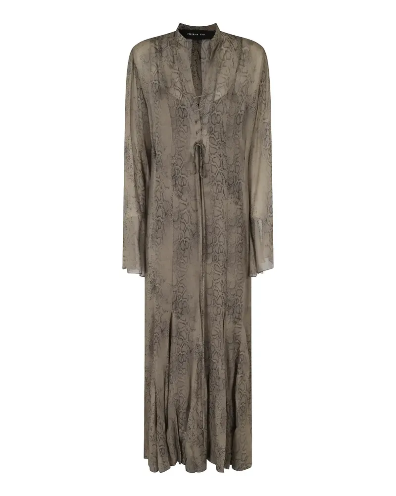 Federica Tosi python-print georgette maxi dress - Nude Nude