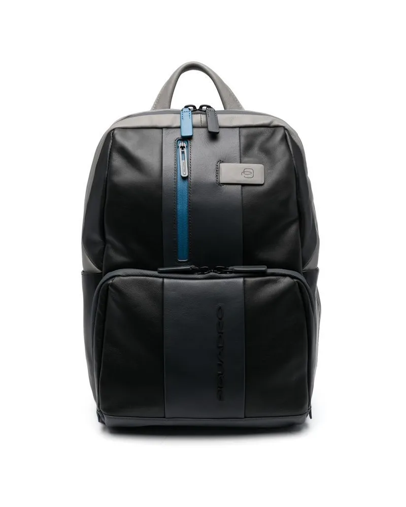Piquadro Rucksack mit Logo-Stickerei - Schwarz Schwarz