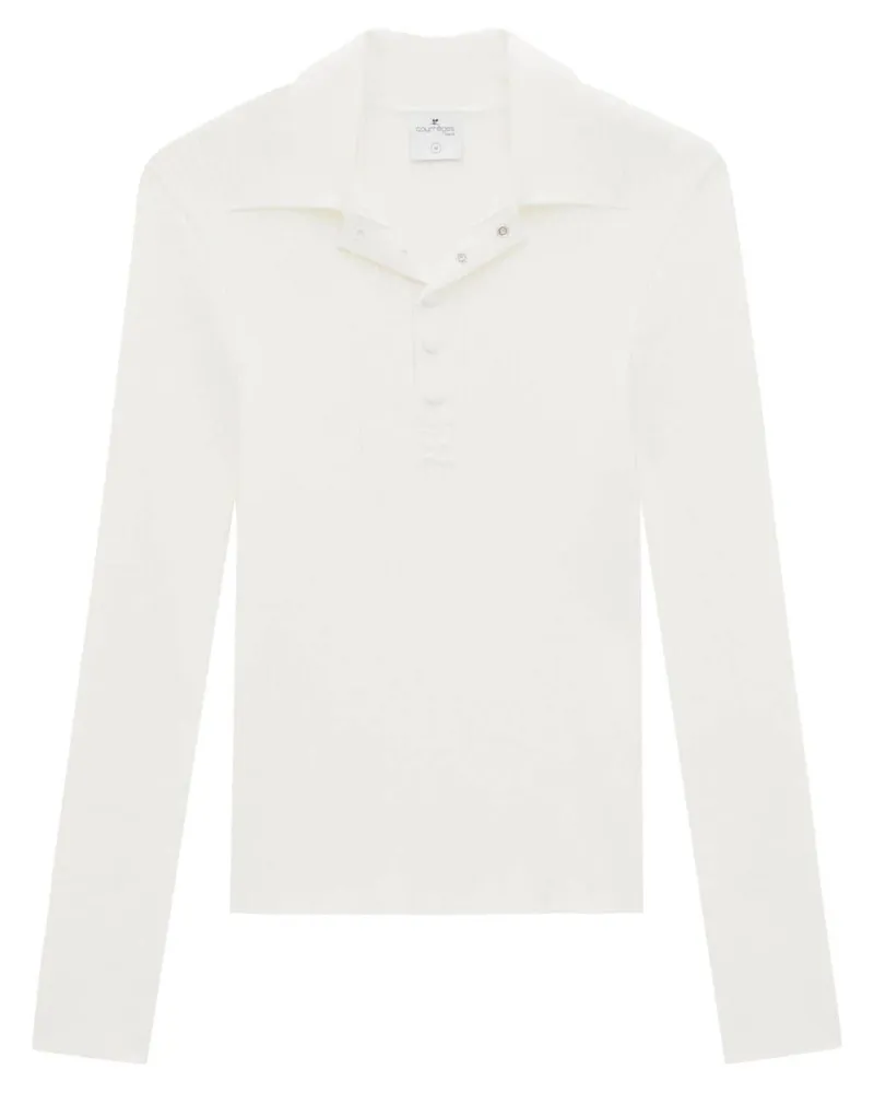 Courrèges Poloshirt aus geripptem Strick - Weiß Weiß