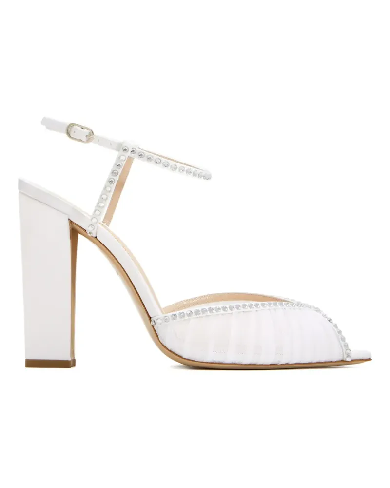 Andrea Wazen Katy rhinestone block heel sandals - Weiß Weiß