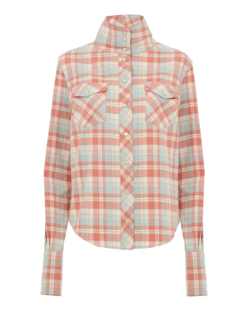 Chloé Lavallière check-pattern high-neck shirt - Orange Orange