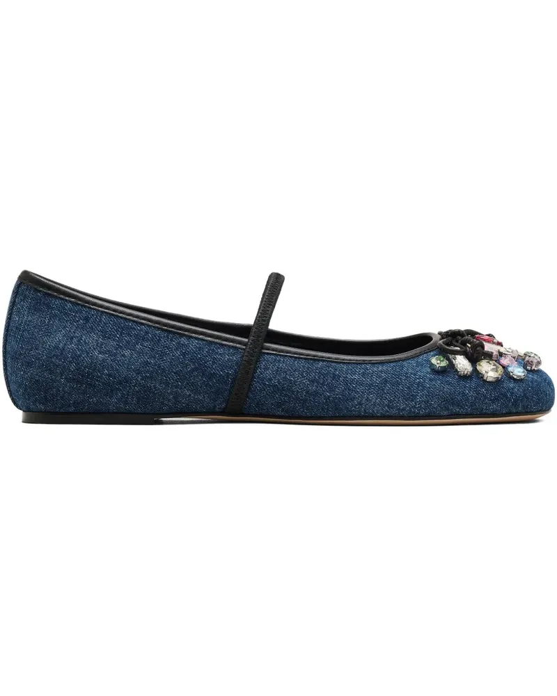 Marc Jacobs The Gem Denim Ballerinas mit Kristallen - Blau Blau