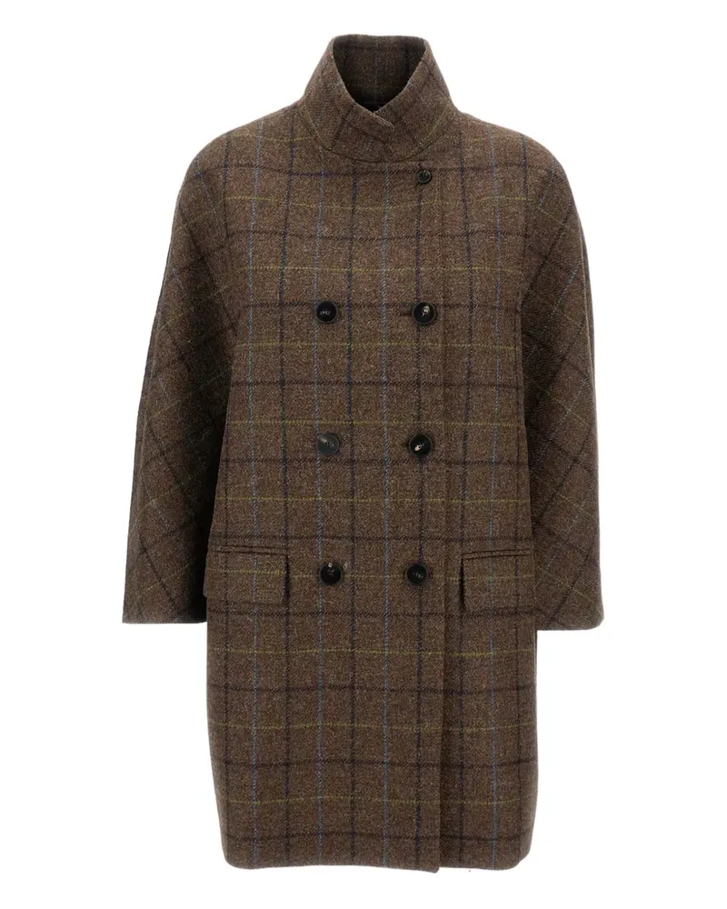 Alberto Biani double-breasted checked-pattern coat - Braun Braun