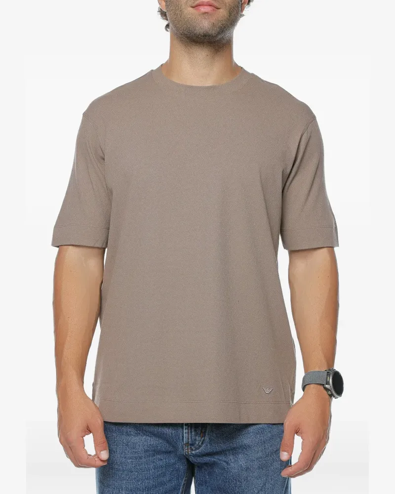 Emporio Armani textured logo-detail t-shirt - Braun Braun