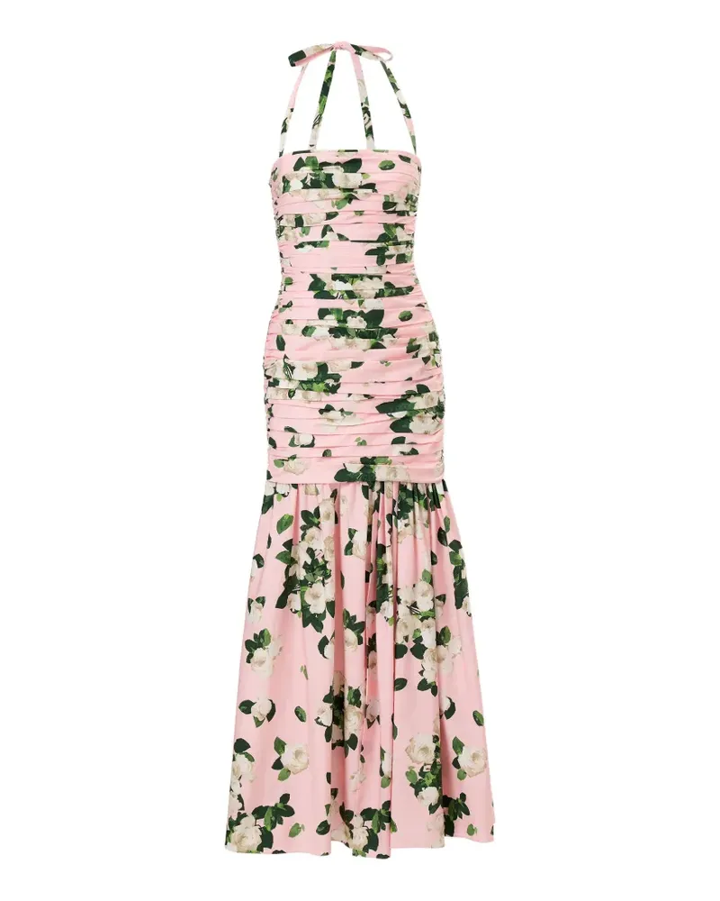 Carolina Herrera New York rose-print gathered midi dress - Rosa Rosa