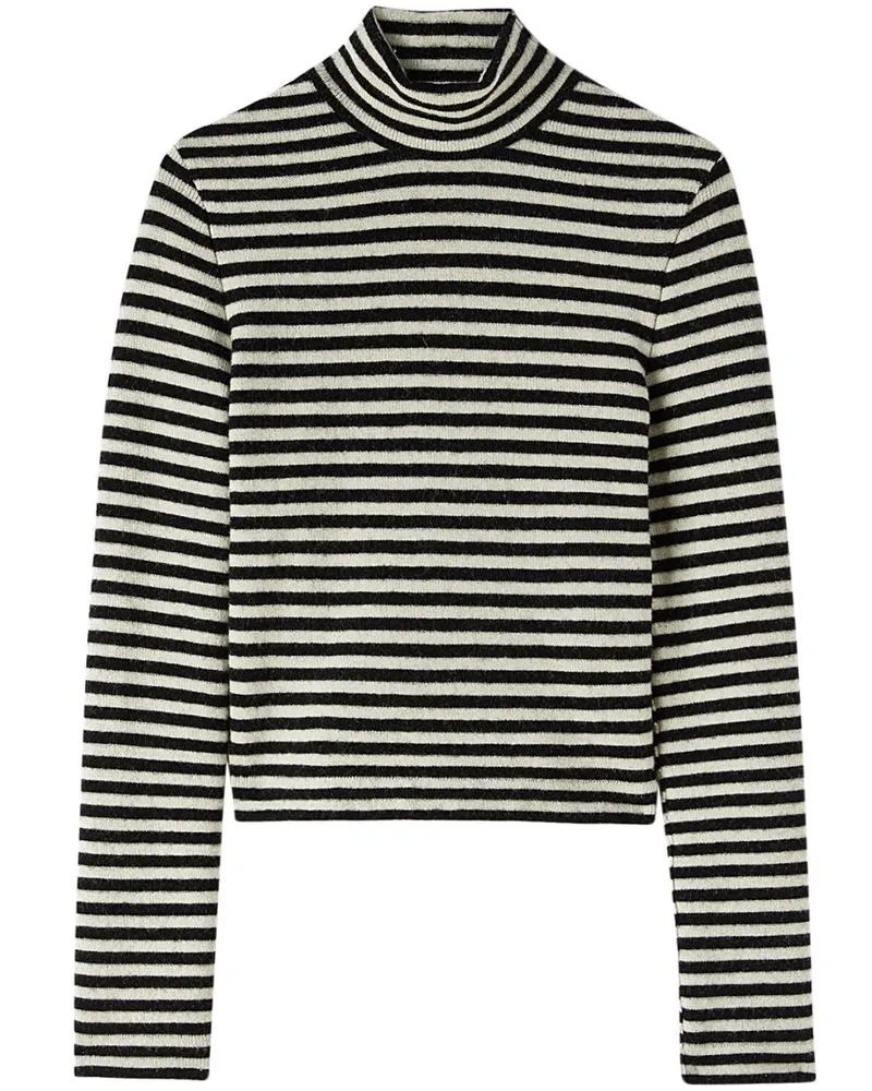Jil Sander Gestreiftes Oberteil mit Logo-Patch - Schwarz Schwarz