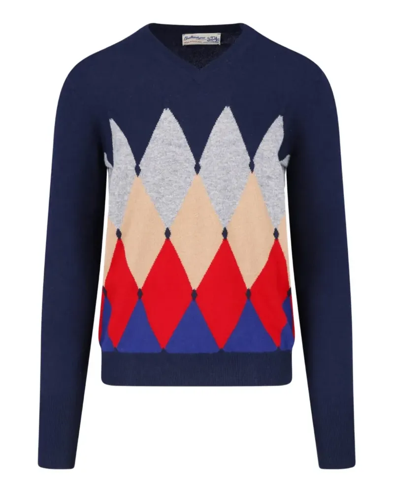 Ballantyne argyle-intarsia V-neck sweater - Blau Blau