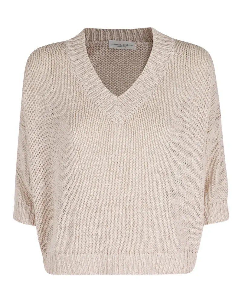 Roberto Collina V-neck short-sleeve sweater - Nude Nude