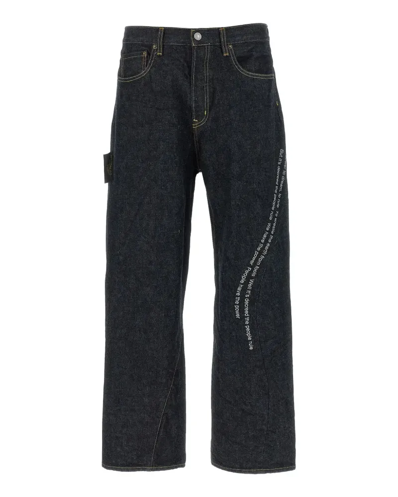 Undercover People Have the Power embroidered curved-stitch jeans - Blau Blau