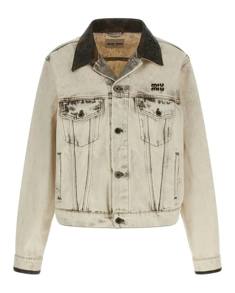 Miu Miu button-up collared logo jacket - Grau Grau