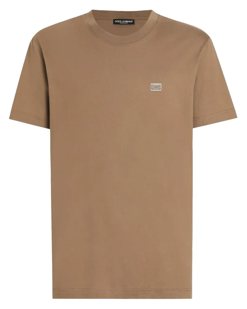 Dolce & Gabbana T-Shirt mit Logo-Schild - Braun Braun