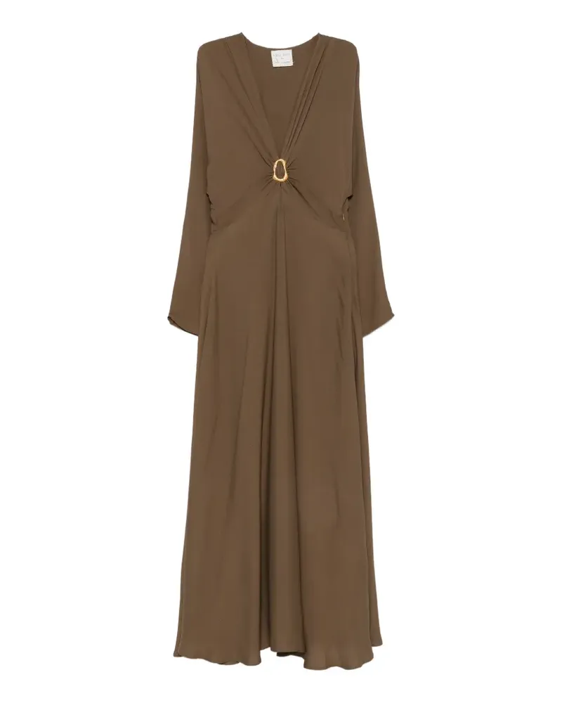 forte_forte Maxikleid mit V-Ausschnitt - Grün Grün