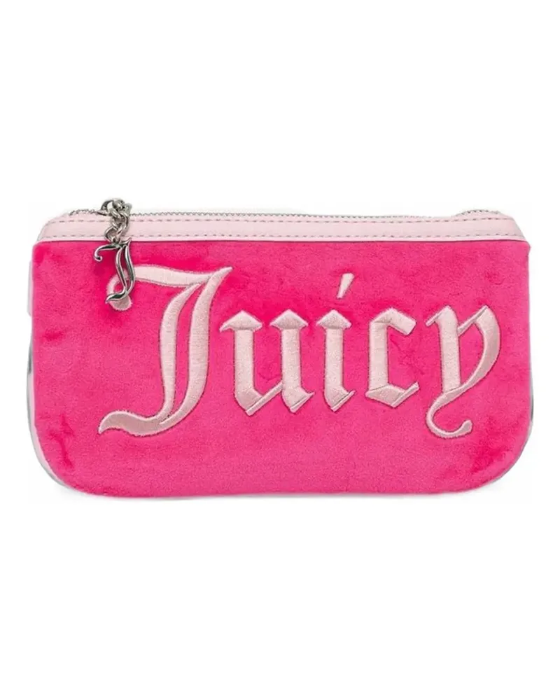 Juicy Couture logo-embroidered velvet coin purse - Rosa Rosa