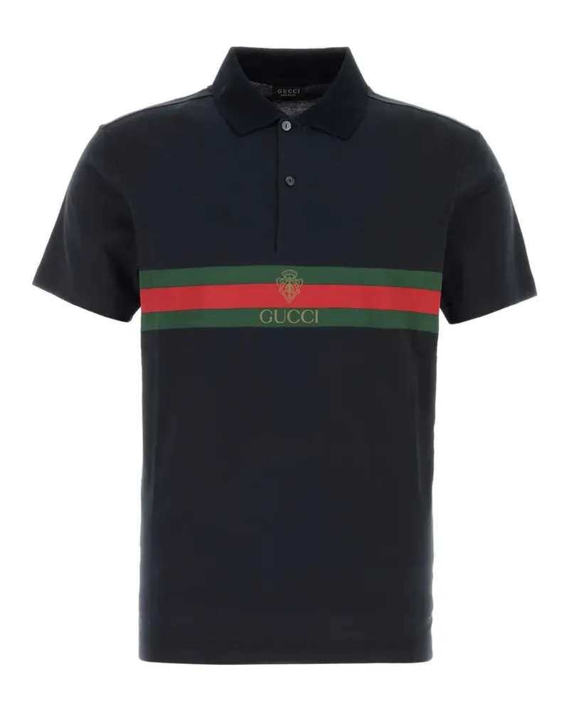 Gucci Logo-Poloshirt mit Webstreifen - Blau Blau