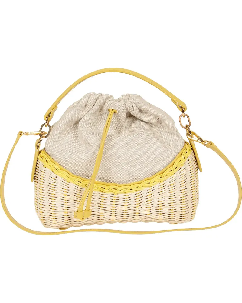 Rodo wicker drawstring clutch bag - Nude Nude