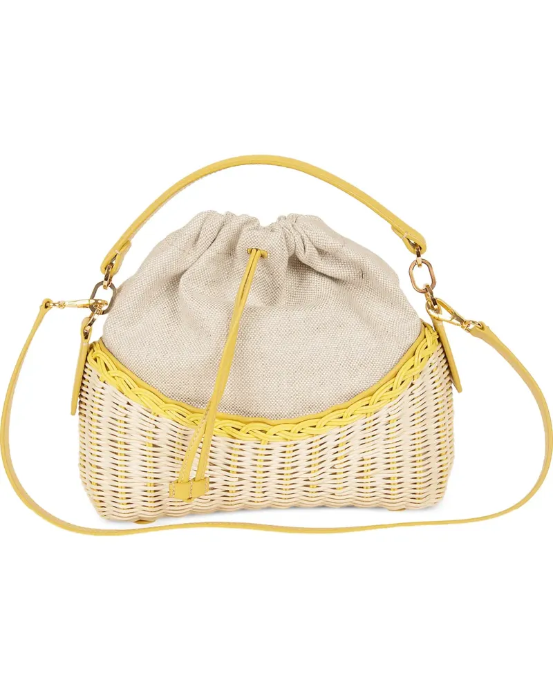 Rodo wicker drawstring tote bag - Nude Nude