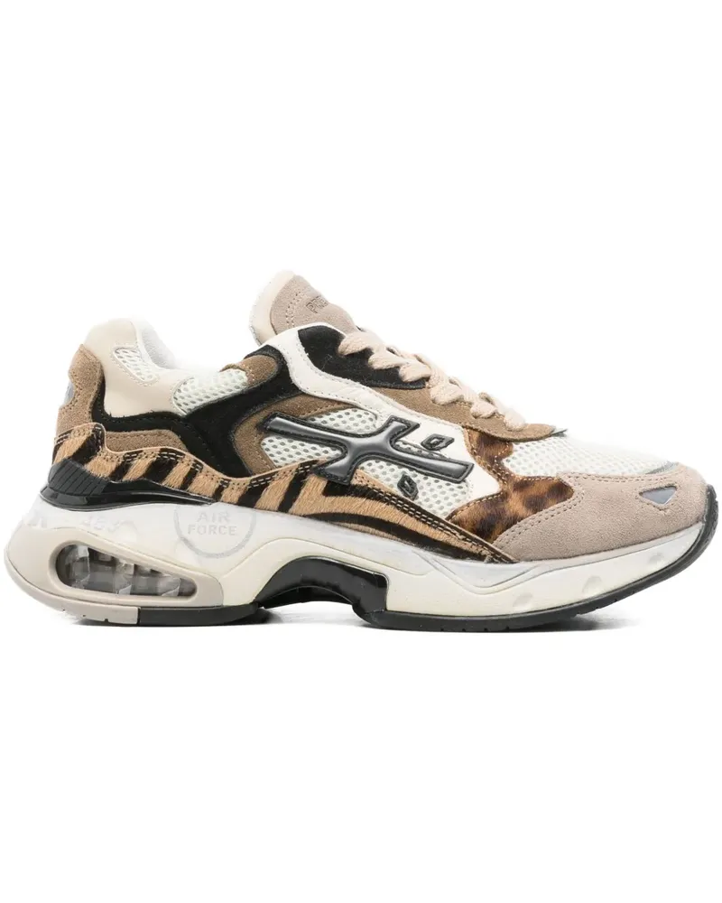 Premiata Sharky-D Sneakers mit Tiger-Print - Nude Nude