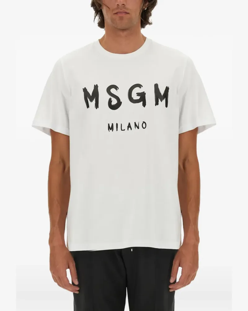 MSGM T-Shirt mit Logo-Print - Weiß Weiß