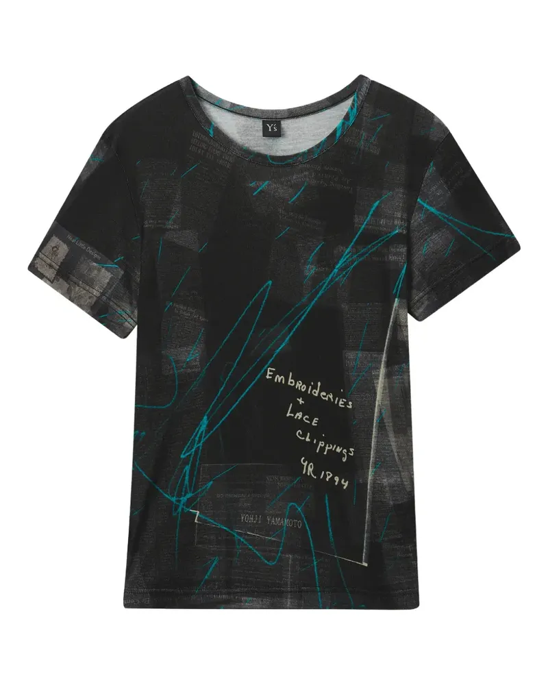 Yohji Yamamoto T-Shirt mit Print - Schwarz Schwarz