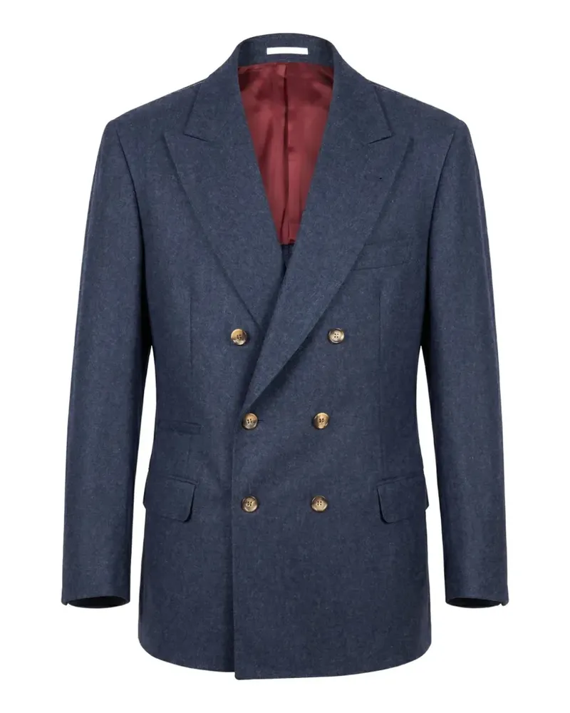 Brunello Cucinelli double-breasted peak-lapel blazer - Blau Blau