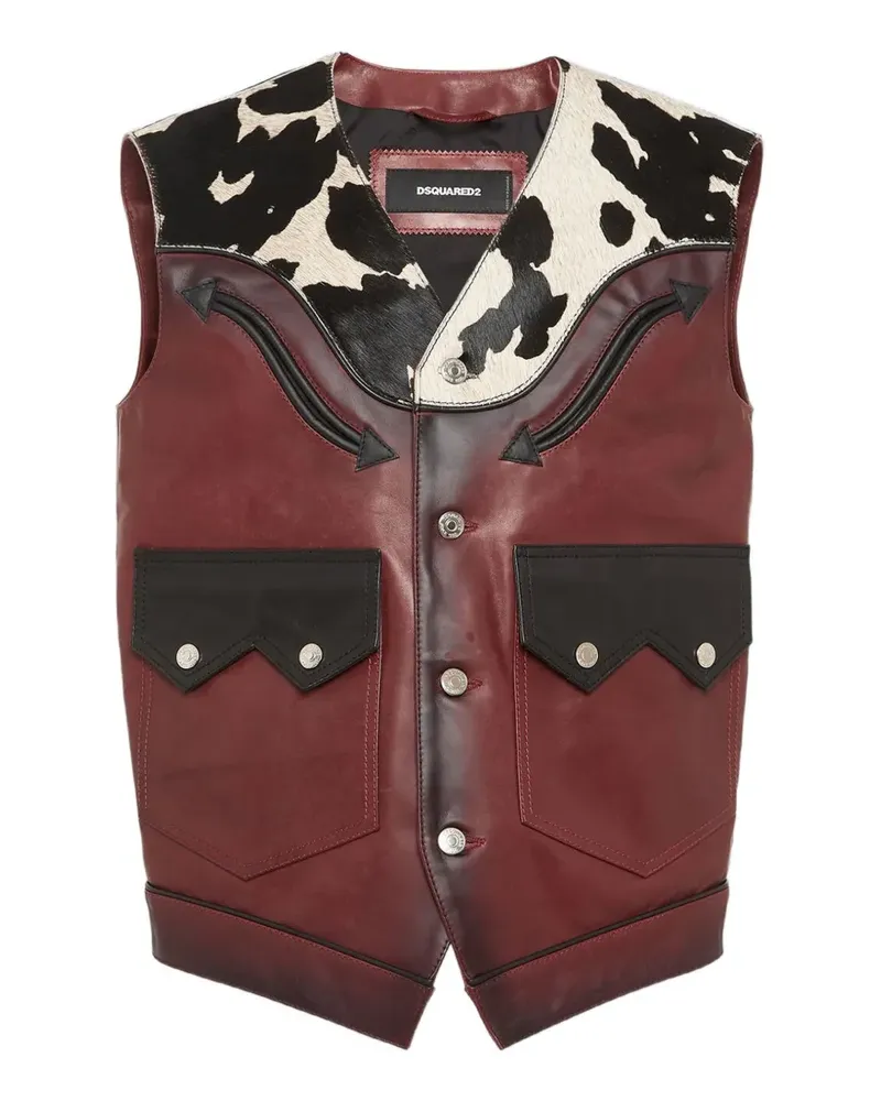 Dsquared2 Lederweste mit Kuh-Print - Rot Rot