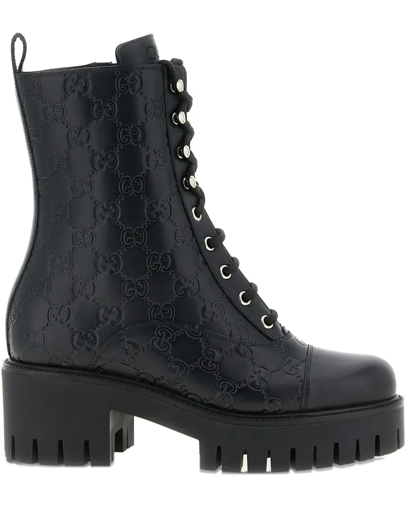 Gucci 60mm GG leather lace-up boots - Schwarz Schwarz