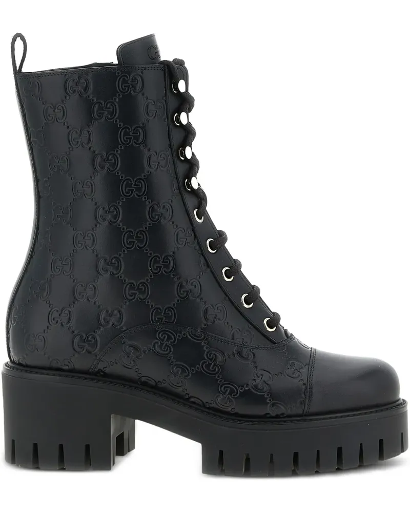 Gucci GG Schnürstiefel aus Leder 60mm - Schwarz Schwarz