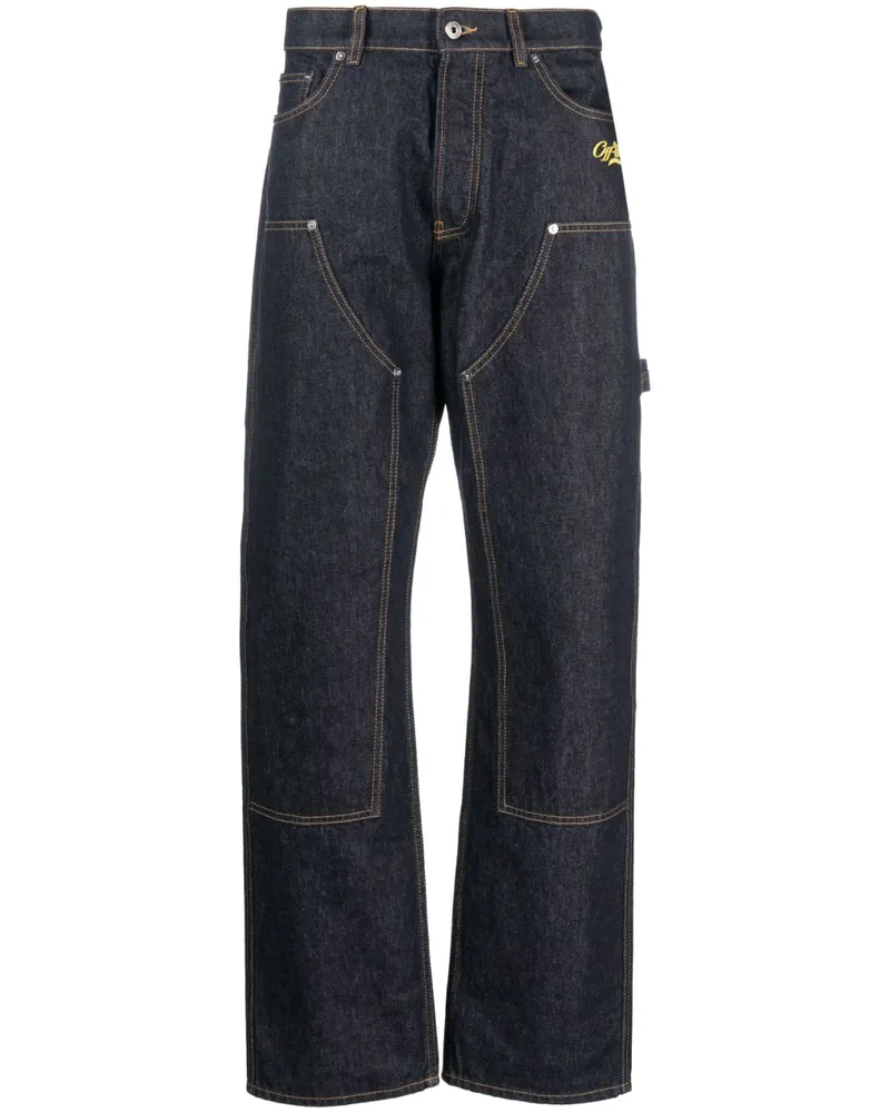 OFF-WHITE Gerade Jeans mit Kontrastnähten - Blau Blau