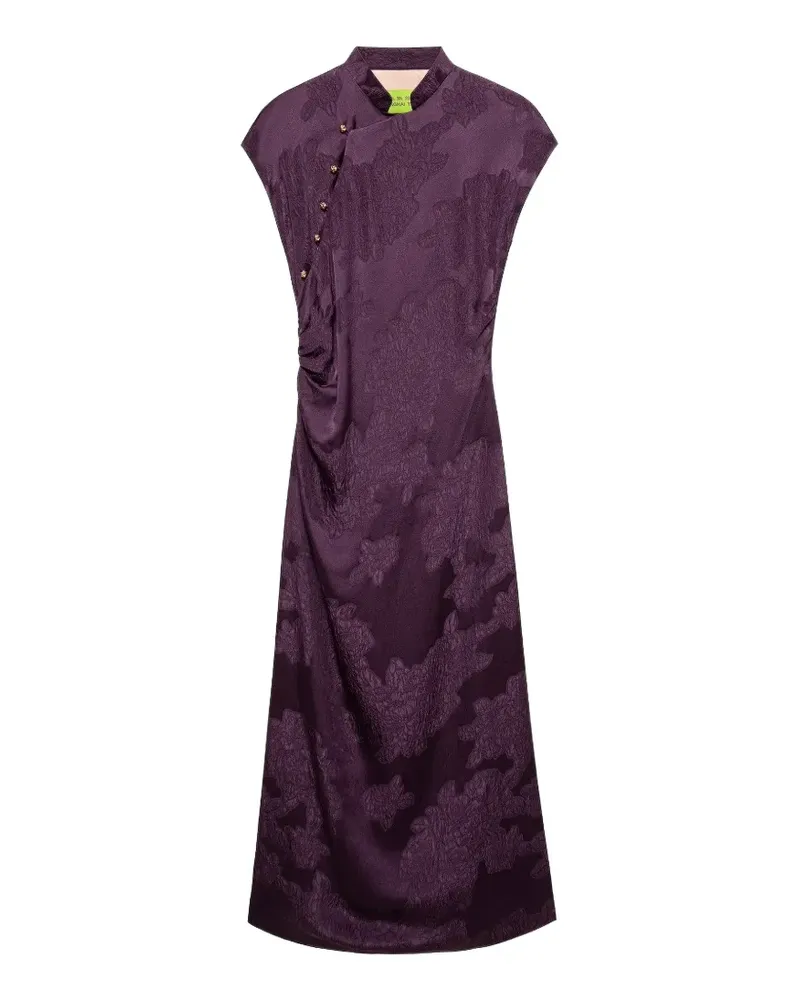 Shanghai Tang Qipao Midikleid mit Blumenprint - Violett Violett