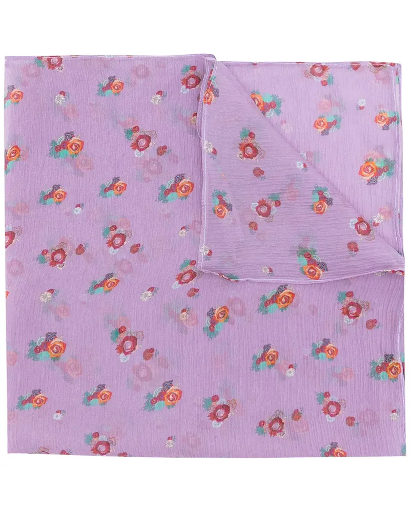 Amir Slama Schal mit Blumen-Print - Violett Violett