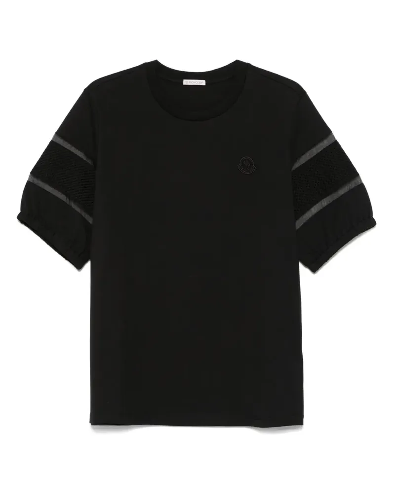 Moncler T-Shirt mit Logo-Patch - Schwarz Schwarz