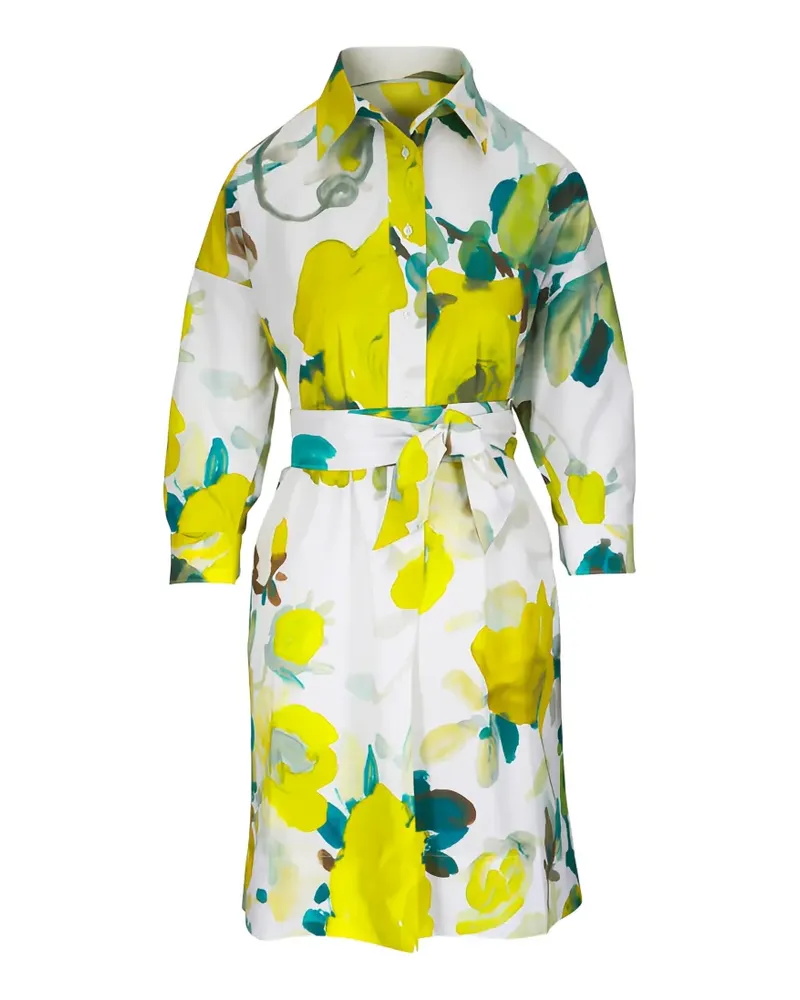 Sara Roka Dralla floral print tie waist midi dress - Weiß Weiß