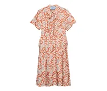 Plissiertes Kleid mit Print - Orange