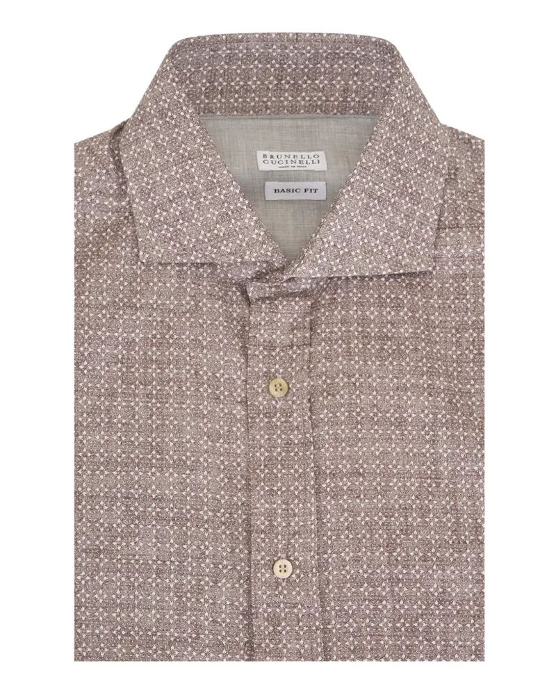 Brunello Cucinelli Hemd mit geometrischem Print - Nude Nude