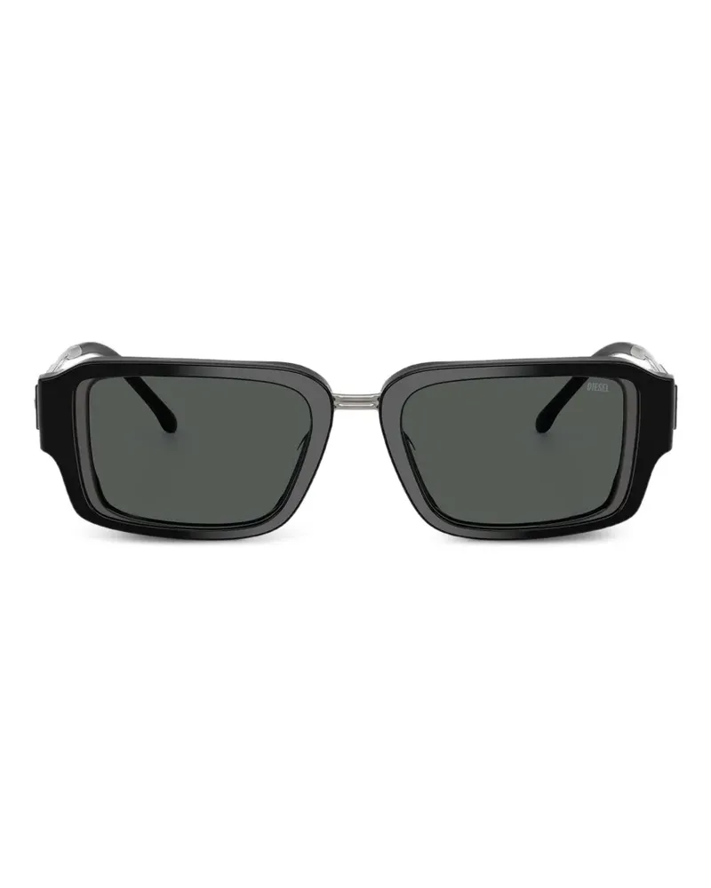 Diesel Sonnenbrille mit eckigem Gestell - Schwarz Schwarz