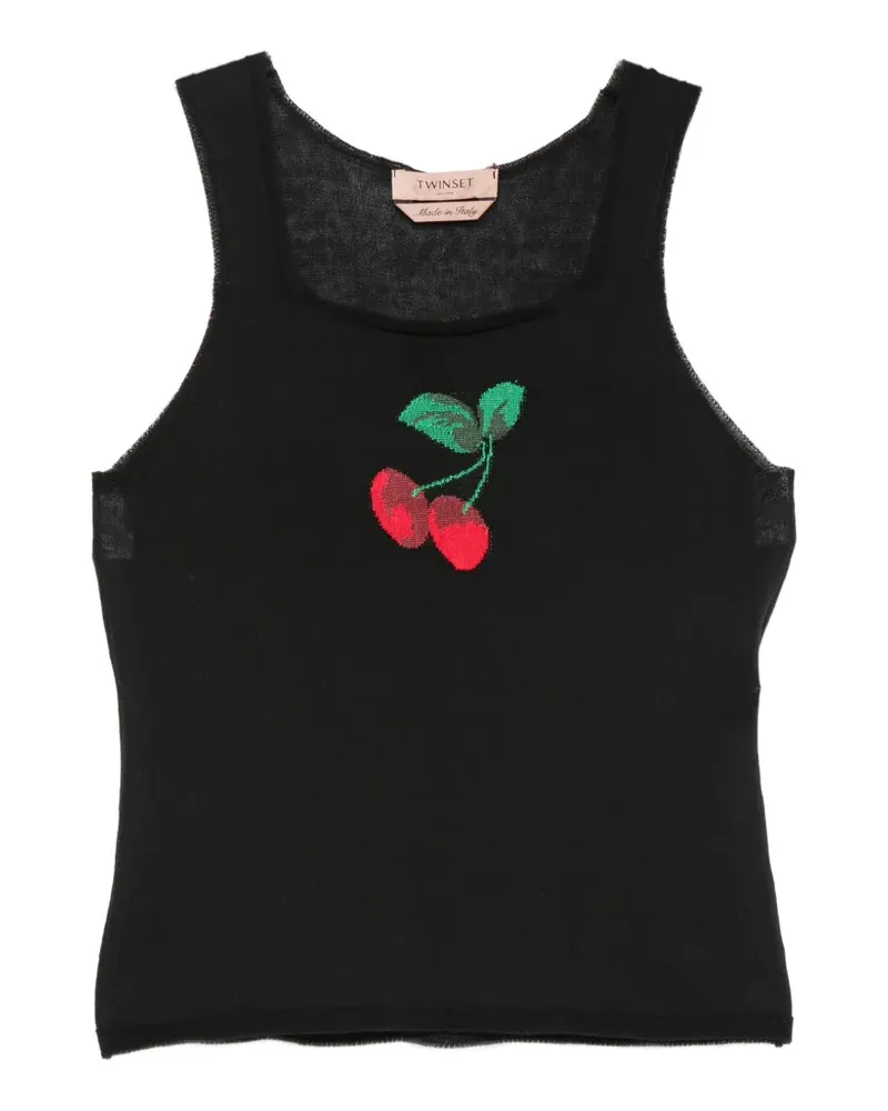 Twin-Set cherry-intarsia top - Schwarz Schwarz