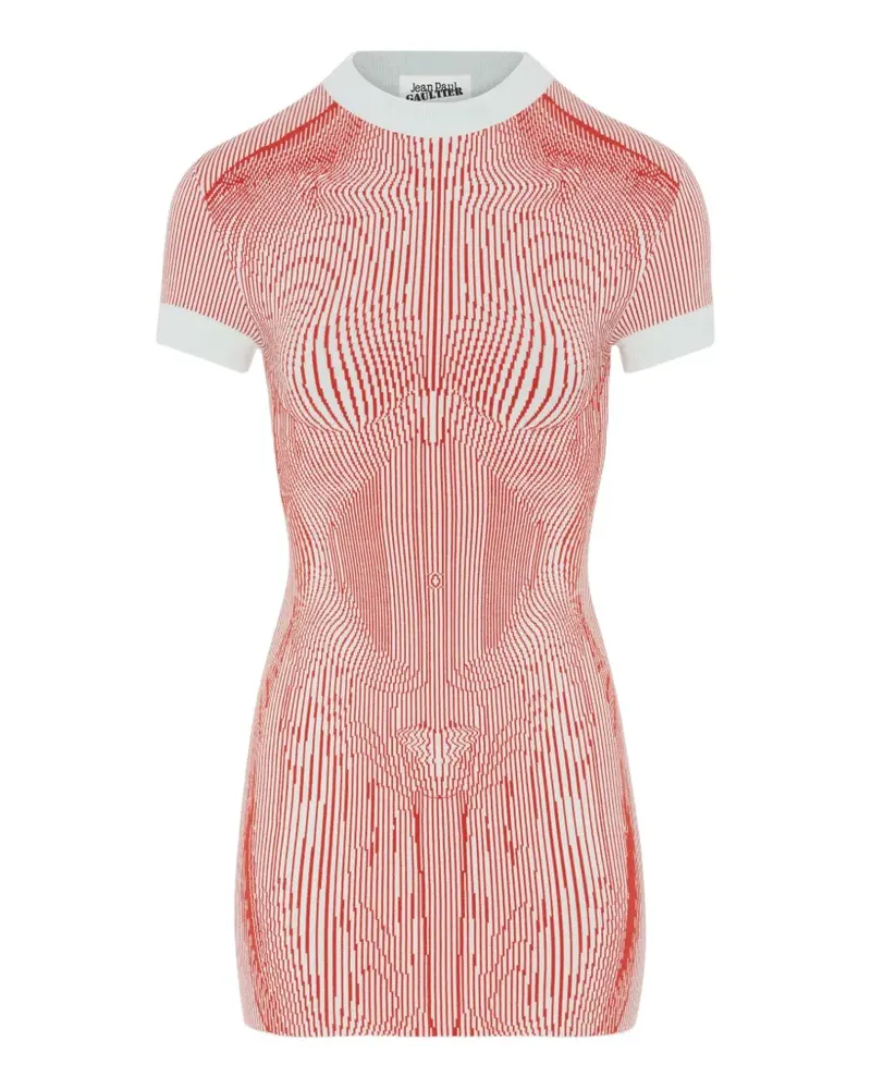 Jean Paul Gaultier Morphing Pinstripes jacquard mini dress - Weiß Weiß